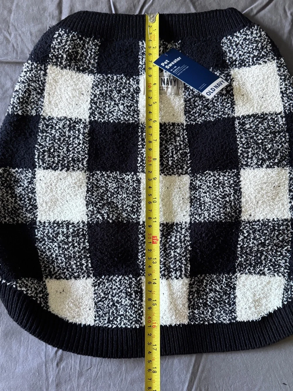 Old Navy Black & White Buffalo Check Pet Sweater